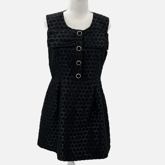 Manoush Sleeveless Wool Blend Brocade Fit & Flare Dress in Black - Size 8 US - Picture 1 of 6